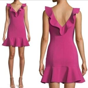 Likely Fuchsia Ruffle Mini Dress